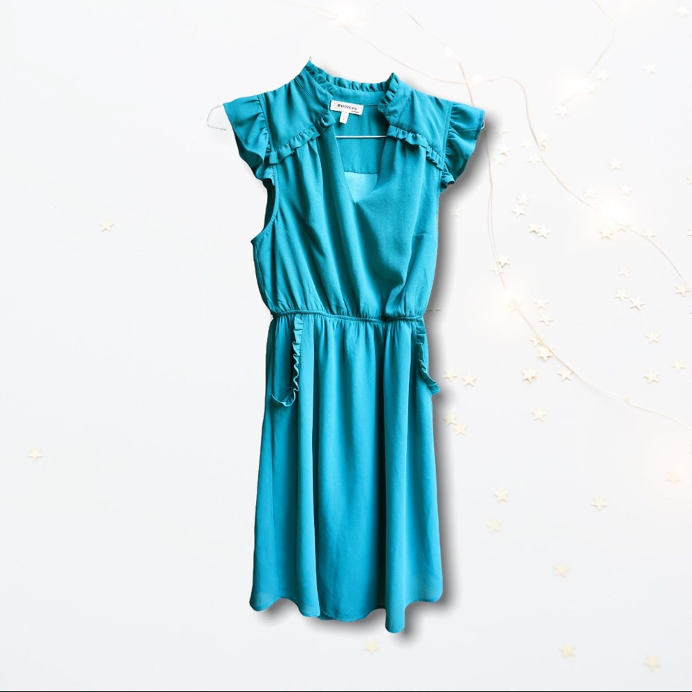 Turquoise dress. Very feminine and elegant.